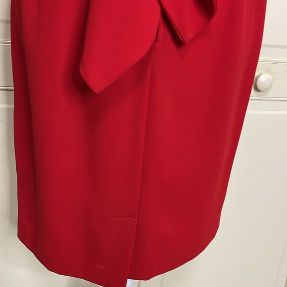 Donna Morgan Woman’s Petite Red Dress with Tie Belt Sz 6 Short Sleeve Lace - Picture 10 of 12